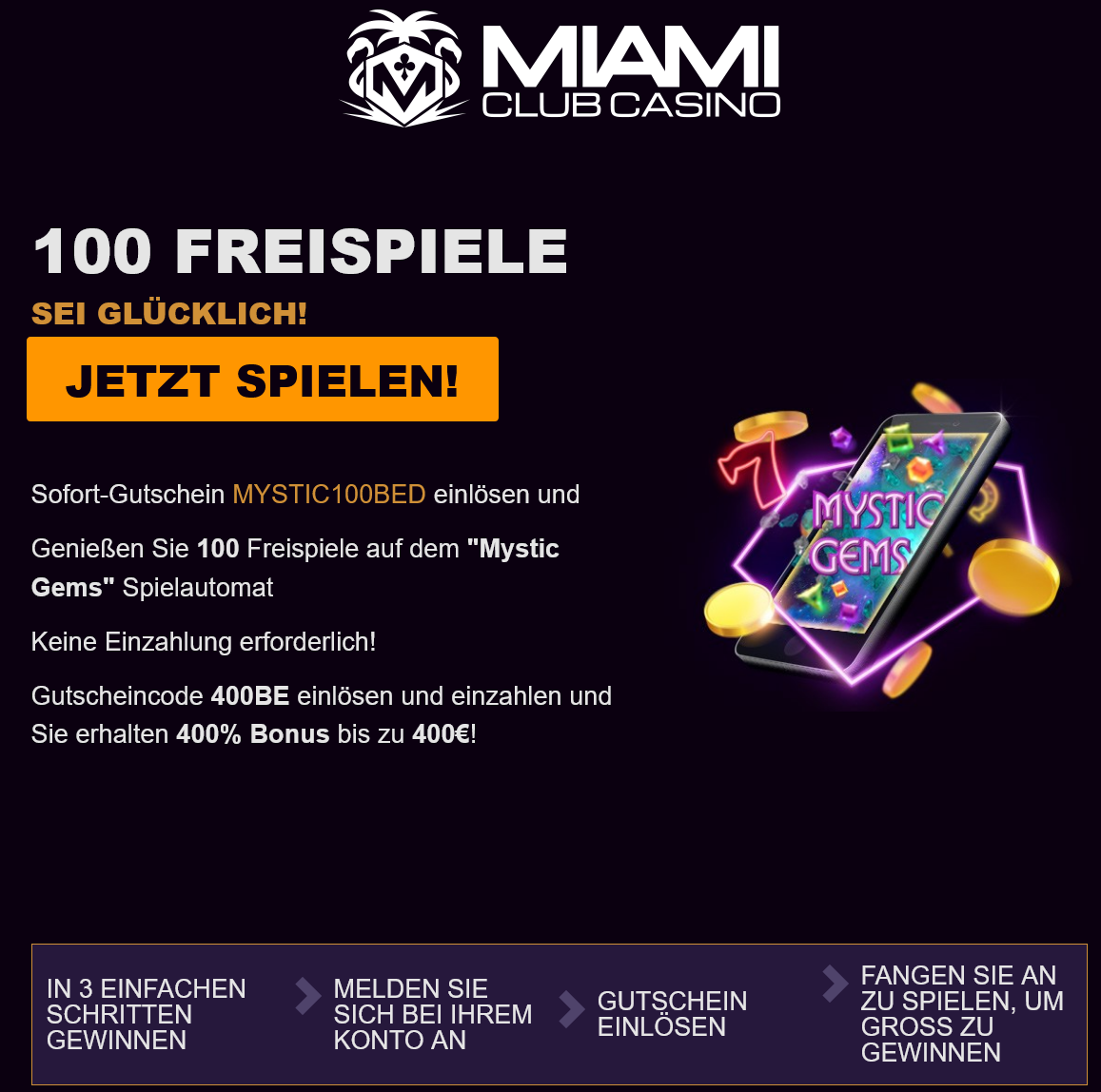Miami
                                                          Club 100 Free
                                                          Spins