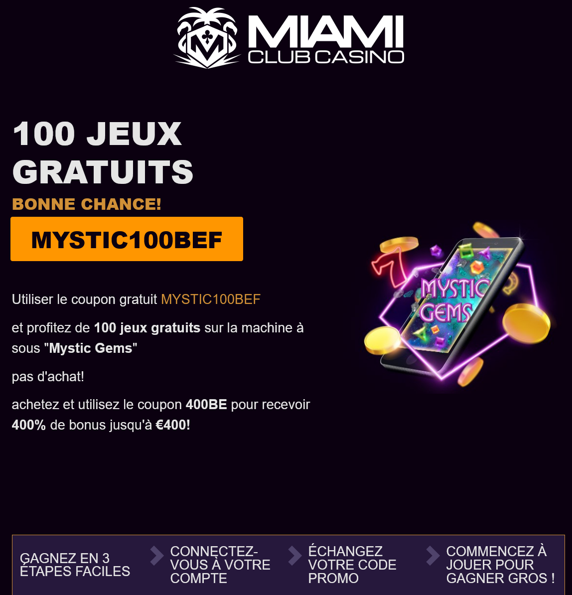 Miami
                                                          Club 100 Free
                                                          Spins